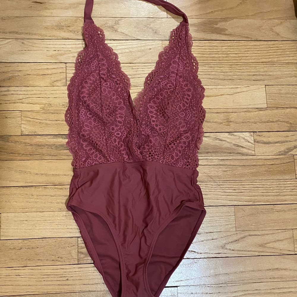 Pink Lace One Piece Bathing Suit